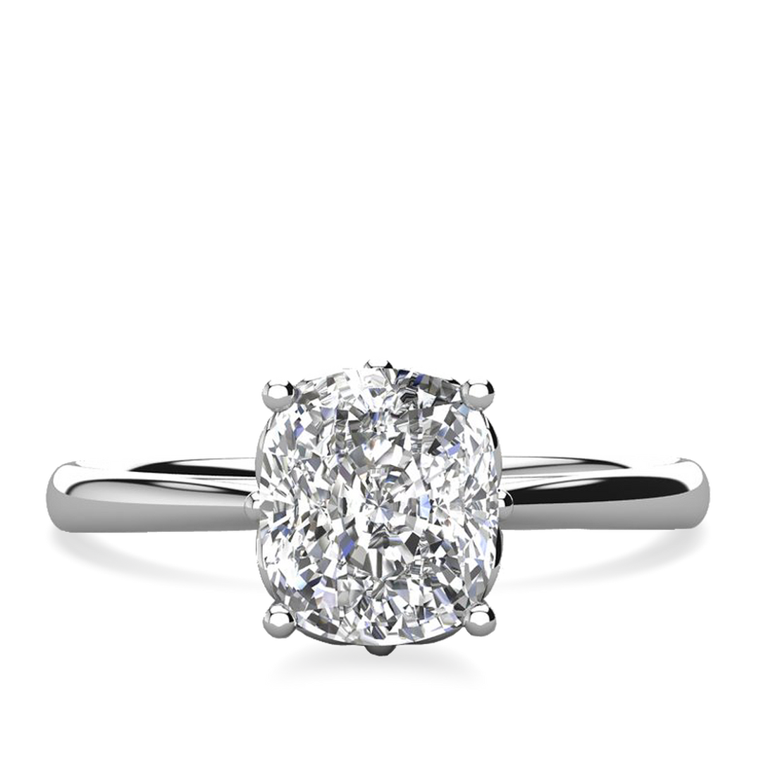 1.80CT Cushion Cut Moissanite Solitaire Engagement Ring