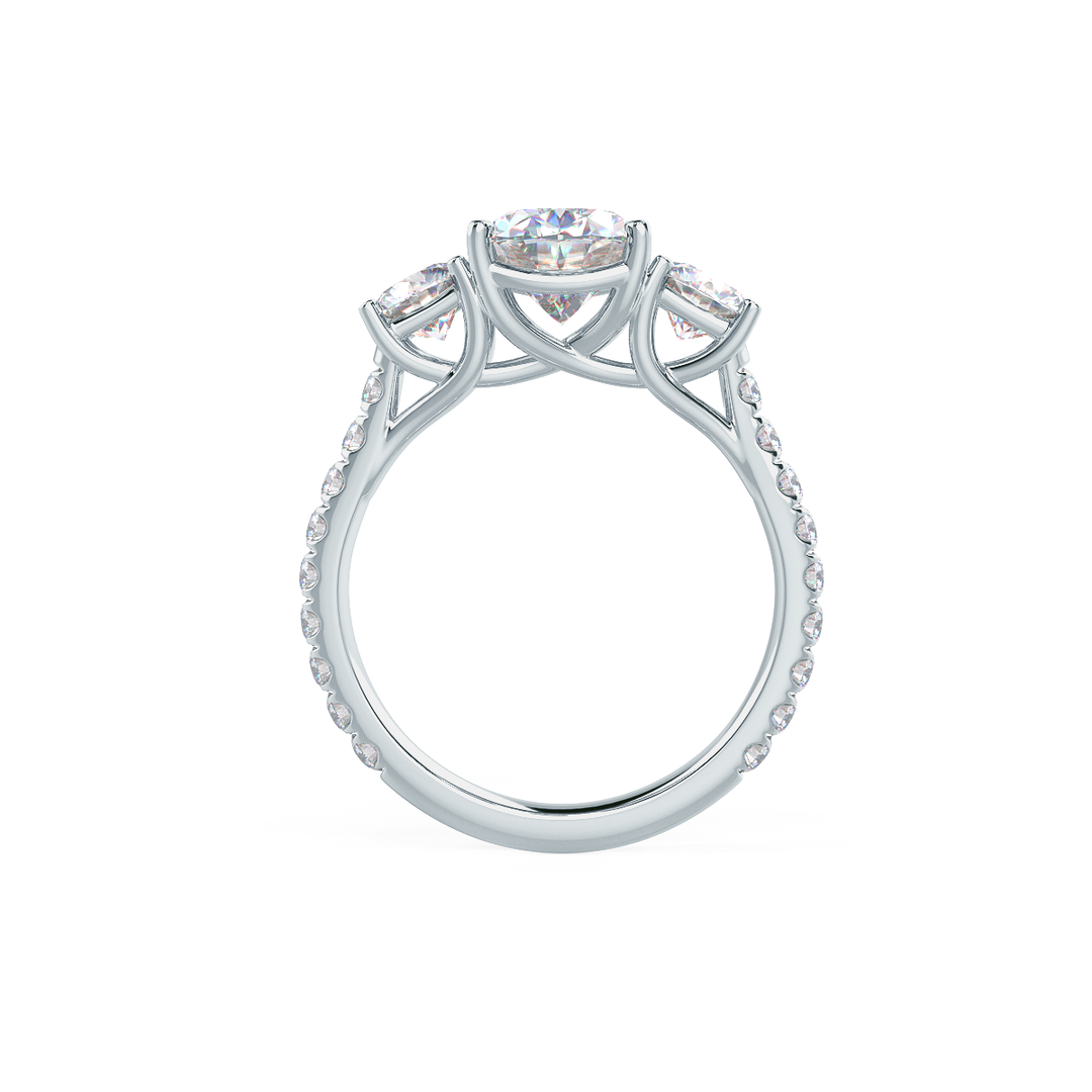 2.0CT Oval Cut Moissanite Three Stone Pave Diamond Engagement Ring