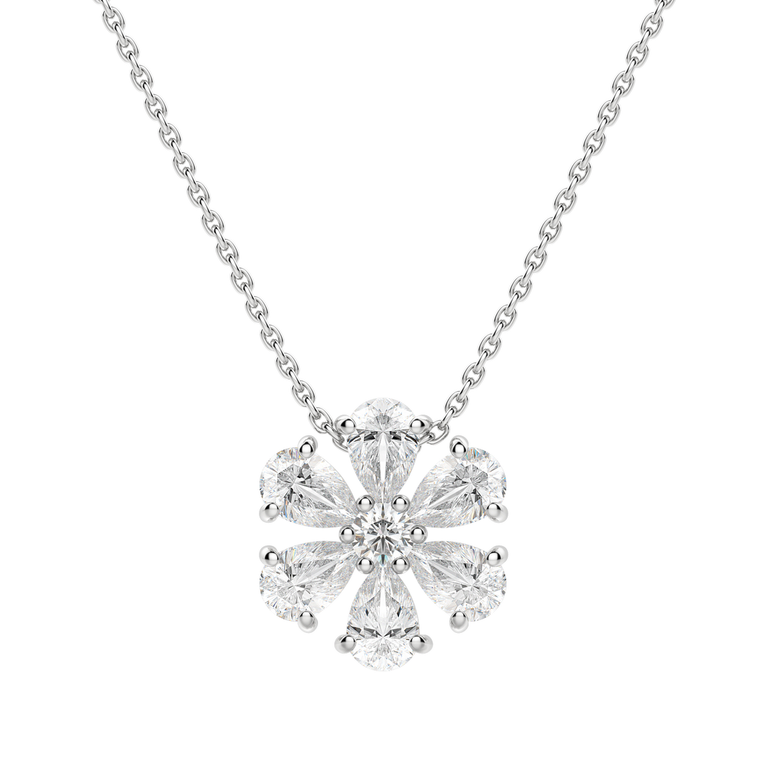 0.7 CT Pear and Round Cut Petal Necklace Moissanite Diamond Necklace