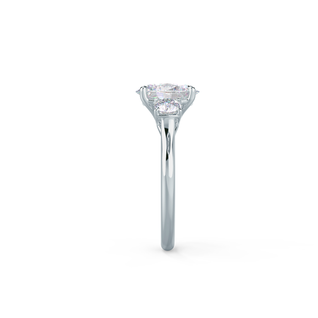 1.50CT Oval Cut Moissanite Three Stone Round Diamond Engagement Ring