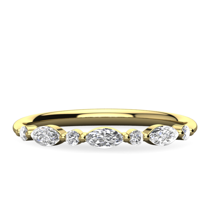 0.26ctw Marquise and Round Cut Half Eternity Wedding Band
