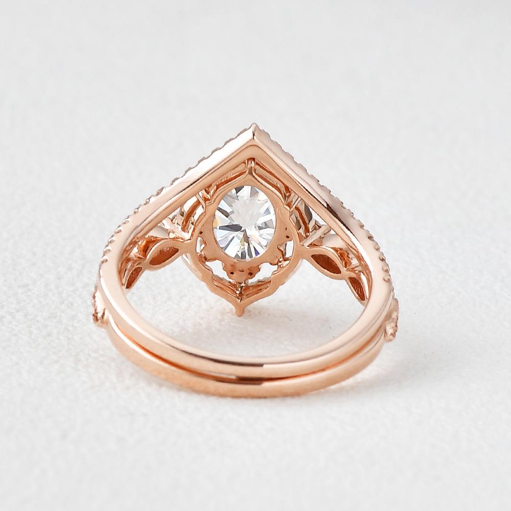 1.86CT Oval Moissanite Vintage Style Engagement Ring Bridal Set