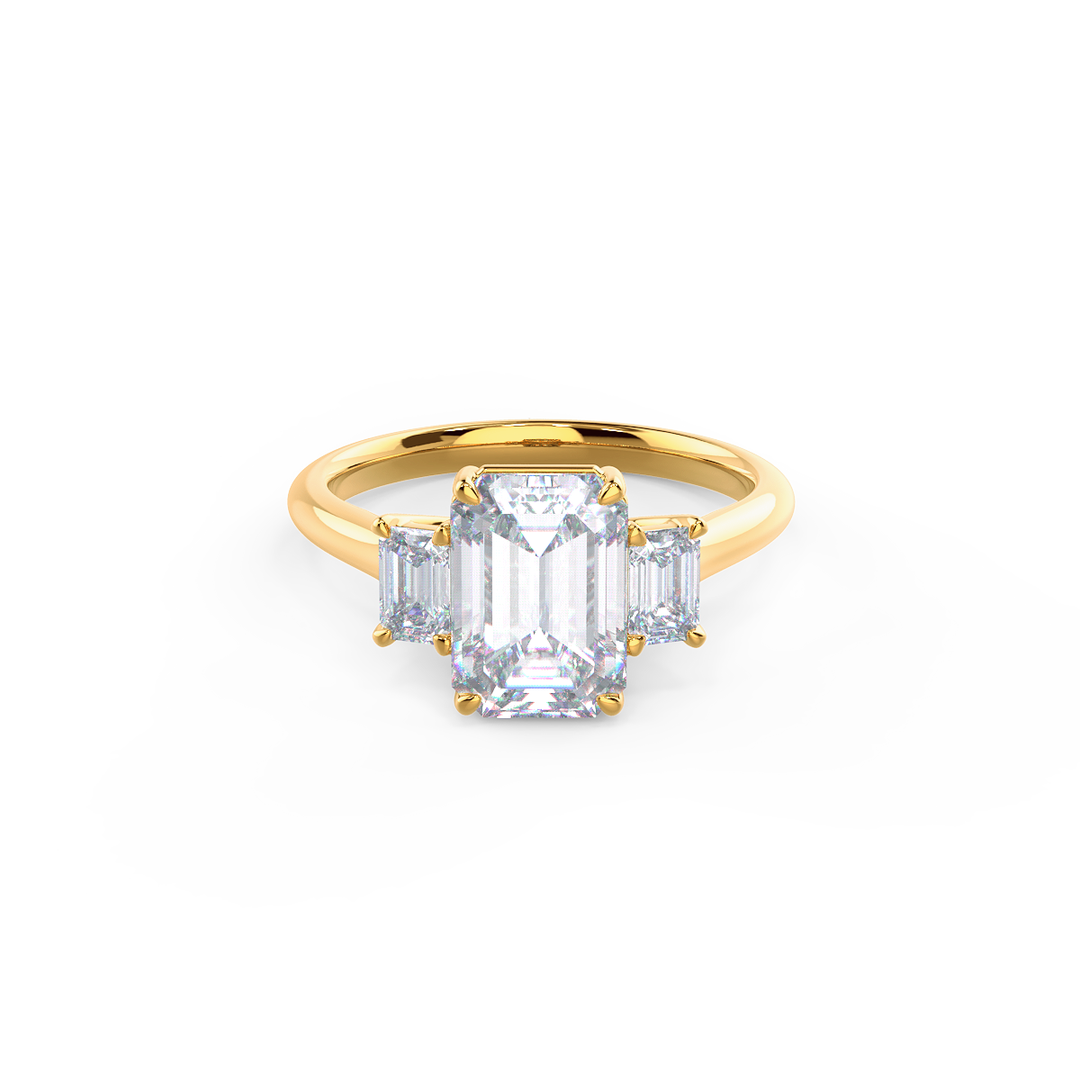 2.0CT Emerald Cut Moissanite Diamond Three Stone Engagement Ring