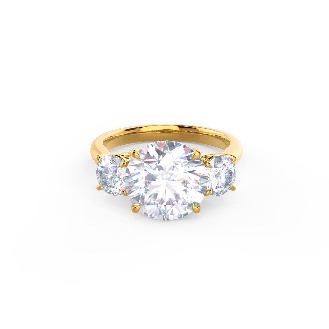 2.25CT Round Brilliant Cut Moissanite Three Stone Diamond Engagement Ring